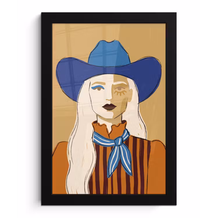 Vrouw - Portret - Abstract - Kleurrijk - Modern fotolijst zwart zonder passe partout klein -3d