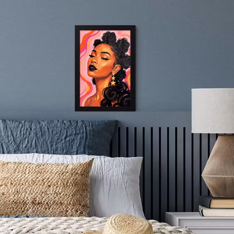 Vrouw - Portret - Abstract - Kleurrijk - Roze fotolijst zwart zonder passe partout klein -sfeer3