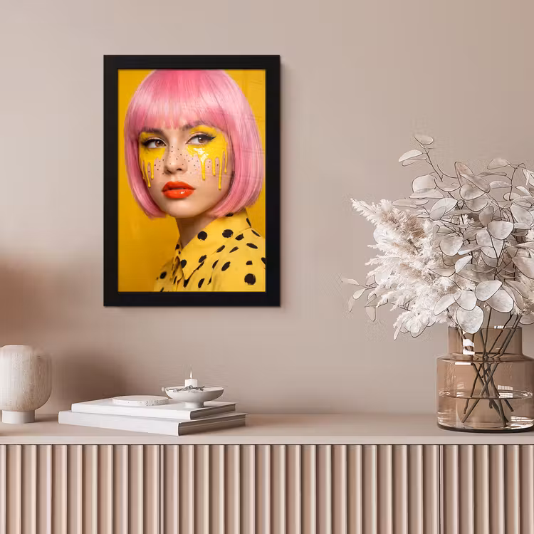 Vrouw - Portret - Abstract - Kleurrijk - Geel fotolijst zwart zonder passe partout klein -sfeer5
