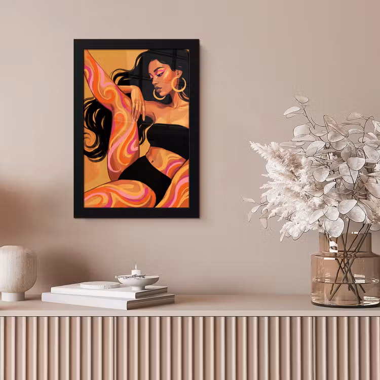 Vrouw - Portret - Abstract - Modern - Kleurrijk fotolijst zwart zonder passe partout klein -sfeer5