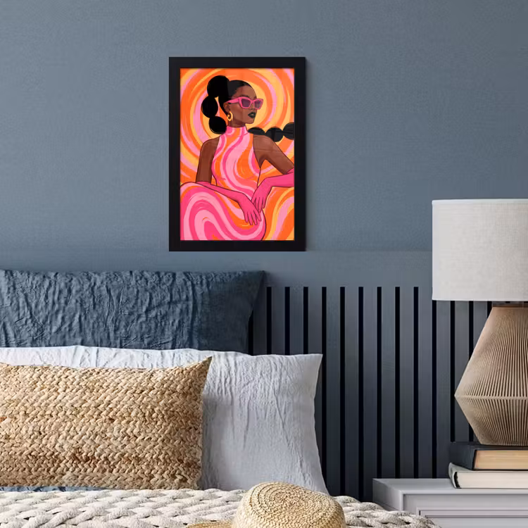 Vrouw - Portret - Kunst - Abstract - Roze fotolijst zwart zonder passe partout klein -sfeer3