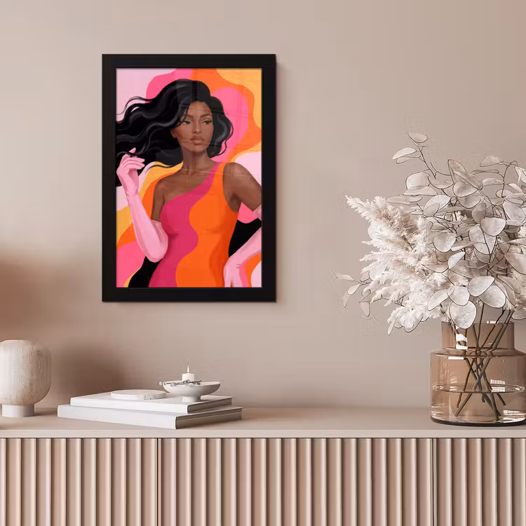 Vrouw - Portret - Kleurrijk - Modern - Kunst fotolijst zwart zonder passe partout klein -sfeer5