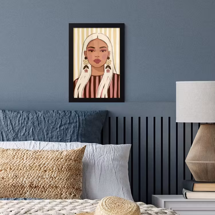 Vrouw - Portret - Illustratie - Modern - Roze fotolijst zwart zonder passe partout klein -sfeer3
