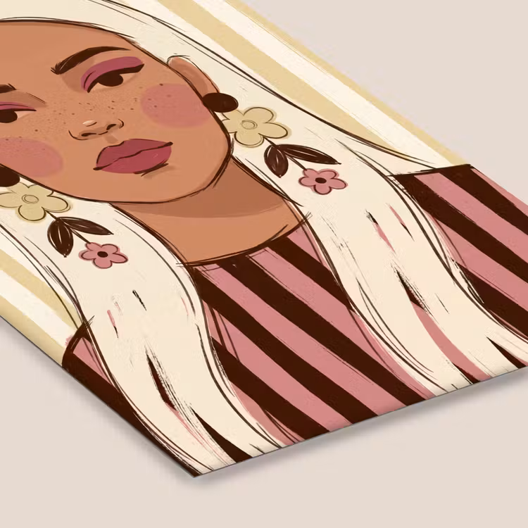 Vrouw - Portret - Illustratie - Modern - Roze fotolijst zwart zonder passe partout klein -zsfeer6