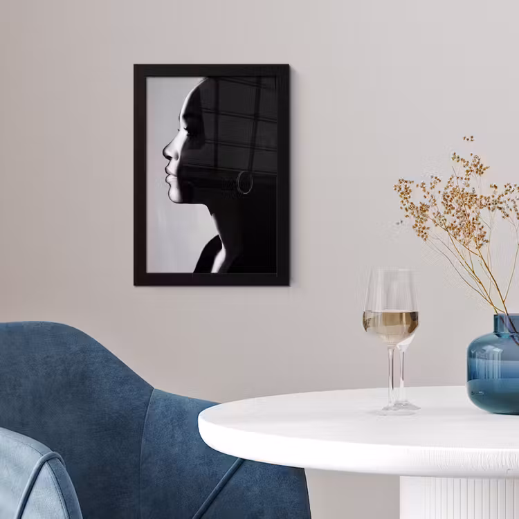 Vrouw - Profiel - Mensen - Zwart-wit fotolijst zwart zonder passe partout klein -sfeer4