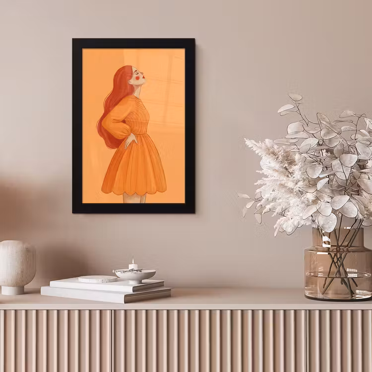 Vrouw - Profiel - Mensen - Modern - Oranje fotolijst zwart zonder passe partout klein -sfeer5