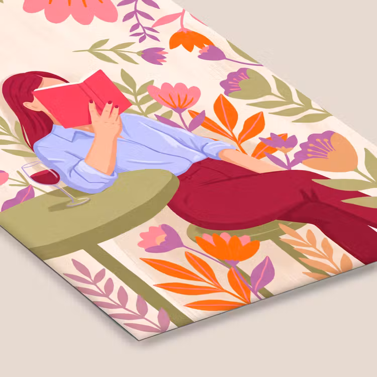 Vrouw - Lezen - Thuis - Modern - Bloemen fotolijst zwart zonder passe partout klein -zsfeer6