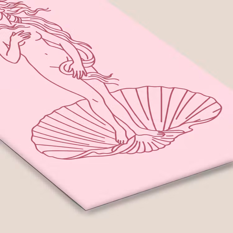 Vrouw - Schelp - Kunst - Lijntekening - Roze fotolijst zwart zonder passe partout klein -zsfeer6