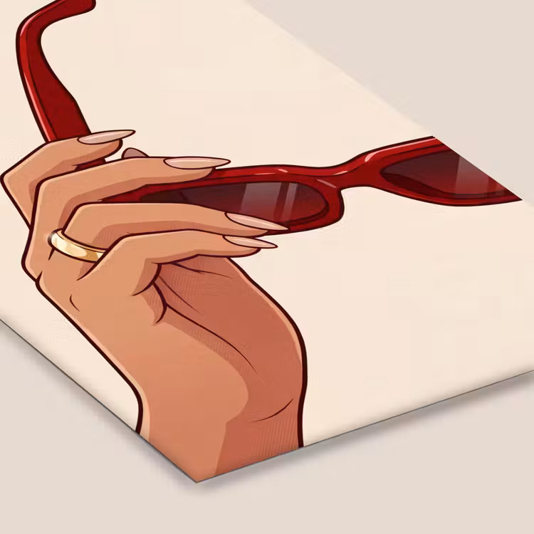 Vrouw - Zonnebril - Mode - Rood - Illustratie fotolijst zwart zonder passe partout klein -zsfeer6