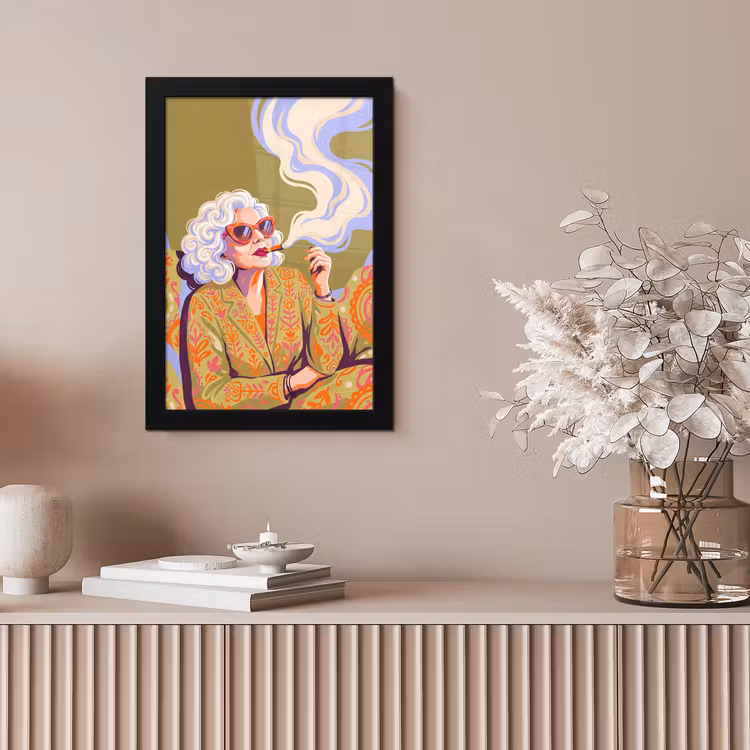 Vrouw - Zonnebril - Portret - Modern - Kleurrijk fotolijst zwart zonder passe partout klein -sfeer5