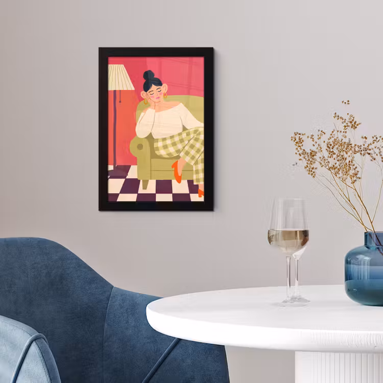 Vrouw - Rust - Interieur - Modern - Kunst fotolijst zwart zonder passe partout klein -sfeer4