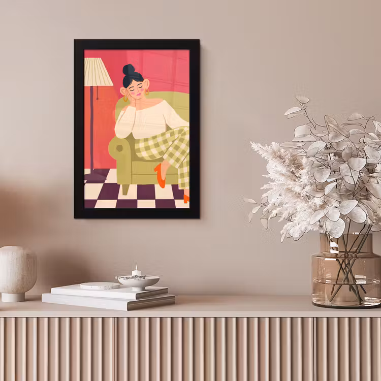 Vrouw - Rust - Interieur - Modern - Kunst fotolijst zwart zonder passe partout klein -sfeer5