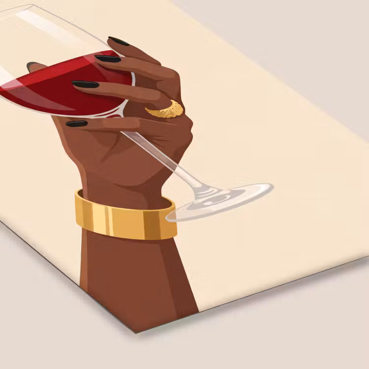 Vrouw - Wijn - Glas - Illustratie - Rood fotolijst zwart zonder passe partout klein -zsfeer6