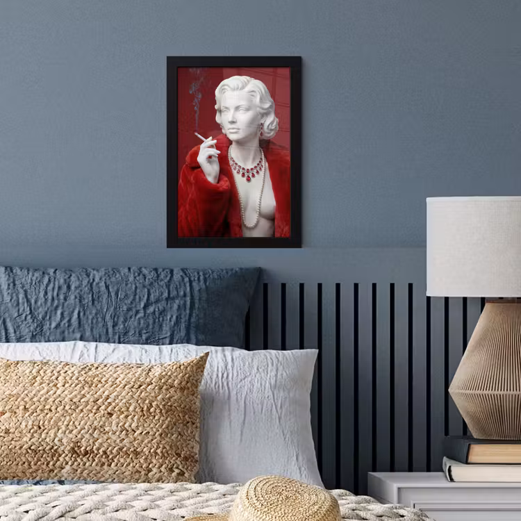 Vrouw - Bontjas - Mode - Klassiek - Rood fotolijst zwart zonder passe partout klein -sfeer3