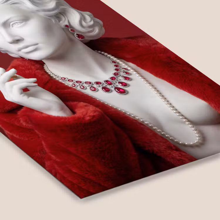 Vrouw - Bontjas - Mode - Klassiek - Rood fotolijst zwart zonder passe partout klein -zsfeer6