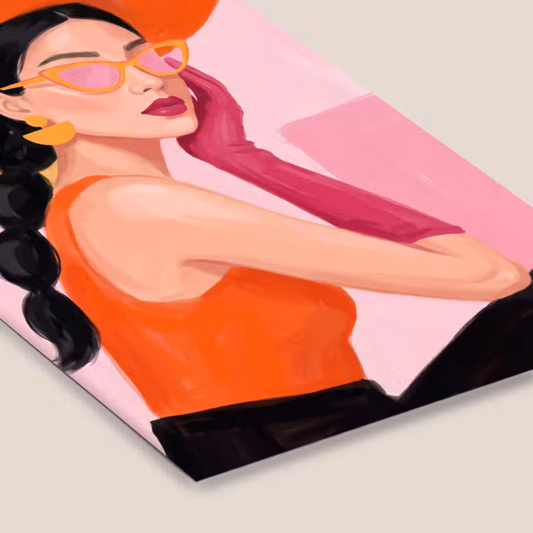 Vrouw - Hoed - Mode - Modern - Oranje fotolijst zwart zonder passe partout klein -zsfeer6