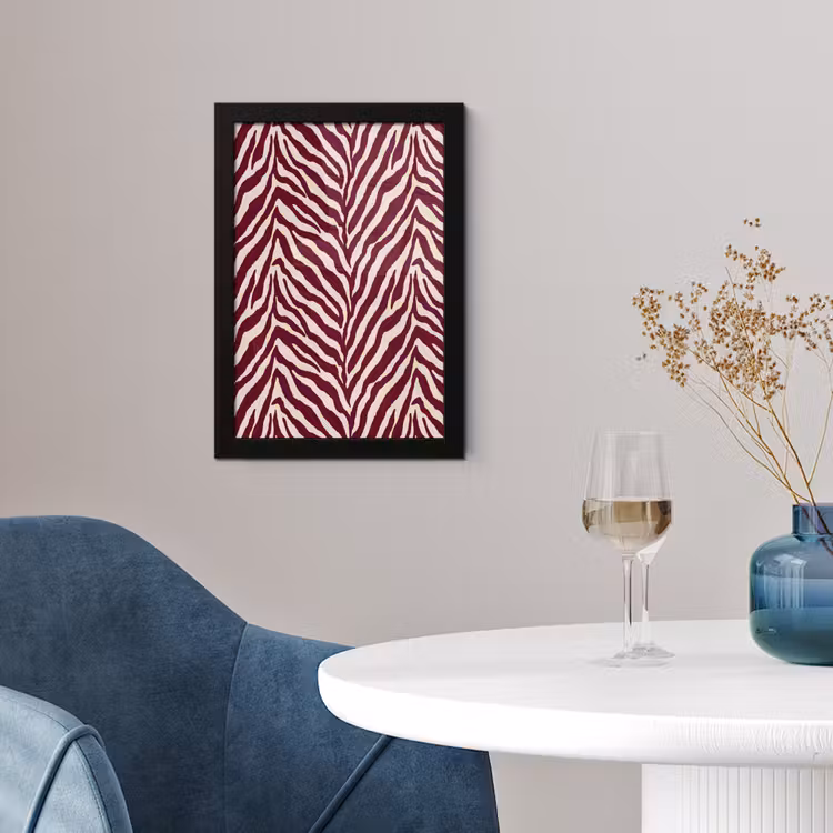 Zebra - Motief - Bordeaux - Rood fotolijst zwart zonder passe partout klein 224 -sfeer4