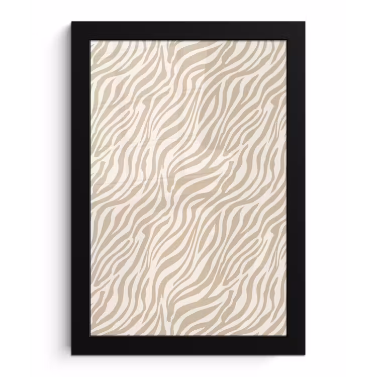 Zebra - Patroon - Beige fotolijst zwart zonder passe partout klein 224 -3d