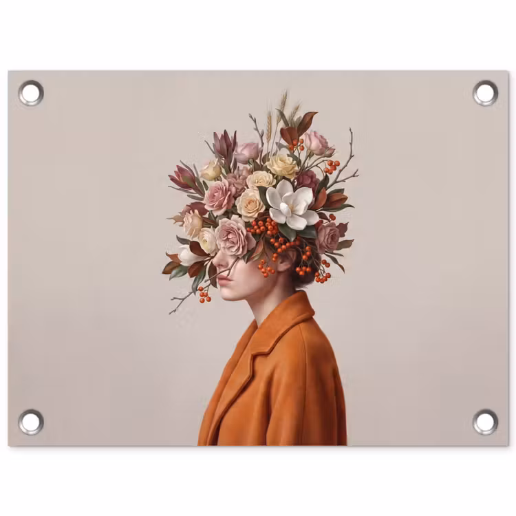 Gezicht - Boeket - Kleurrijk tuinposter los doek klein -3d