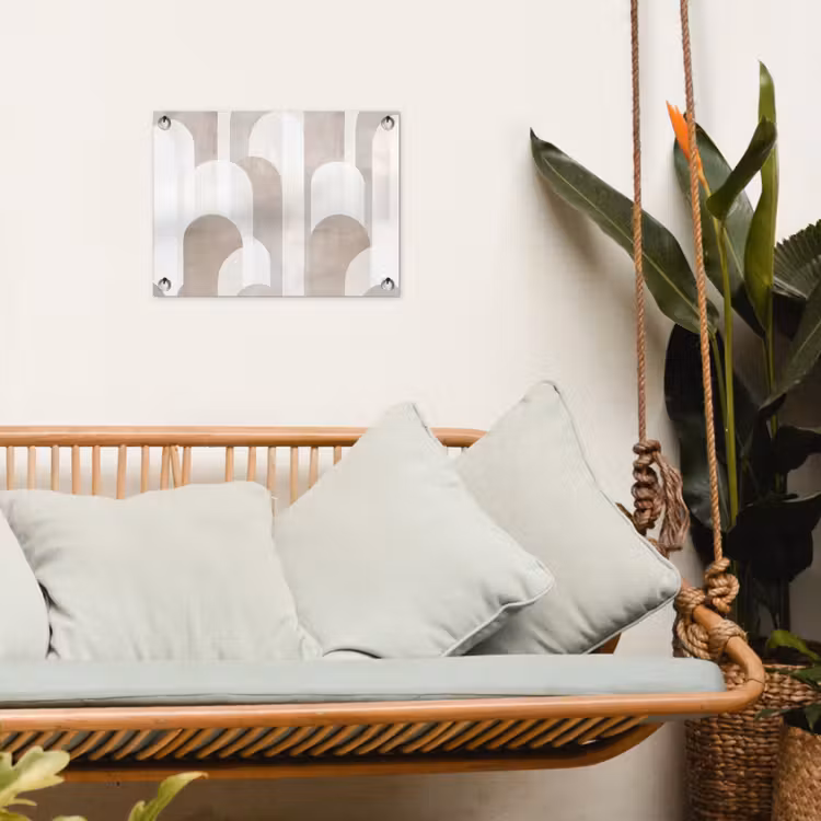 Abstracte bogen - Modern - Beige tuinposter los doek klein -sfeer7