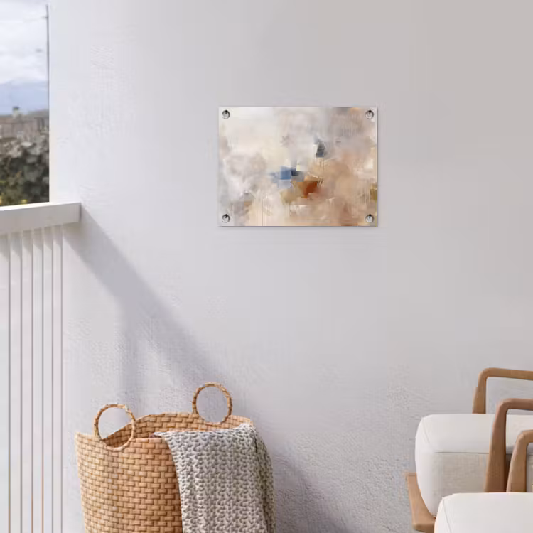Abstract - Borstelstreken - Modern - Beige - Kunst tuinposter los doek klein -sfeer8