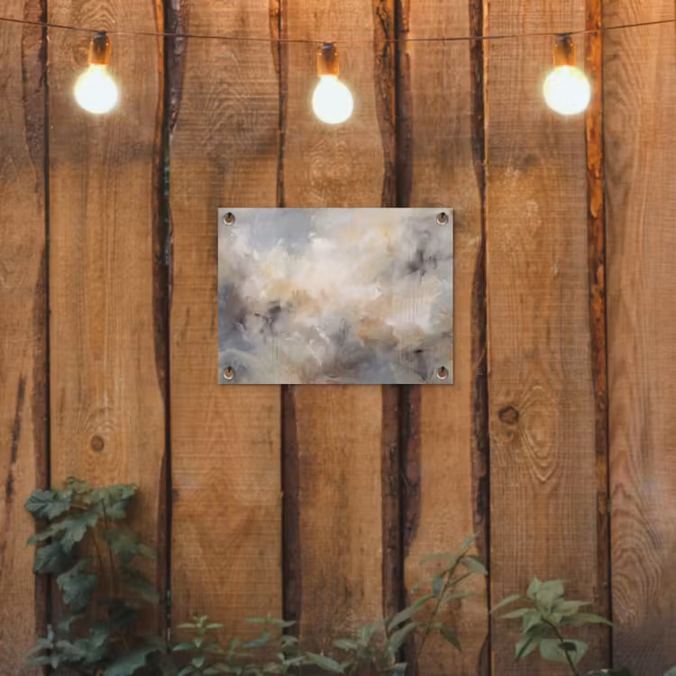 Abstract - Wolken - Sfeervol - Beige - Grijs tuinposter los doek klein -sfeer1