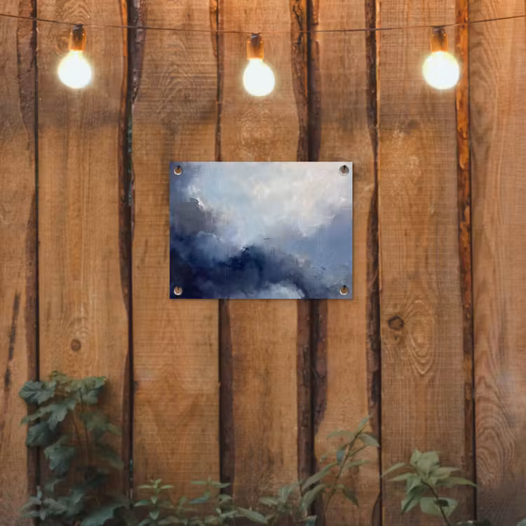 Abstract - Wolken - Modern - Blauw - Kunst tuinposter los doek klein -sfeer1