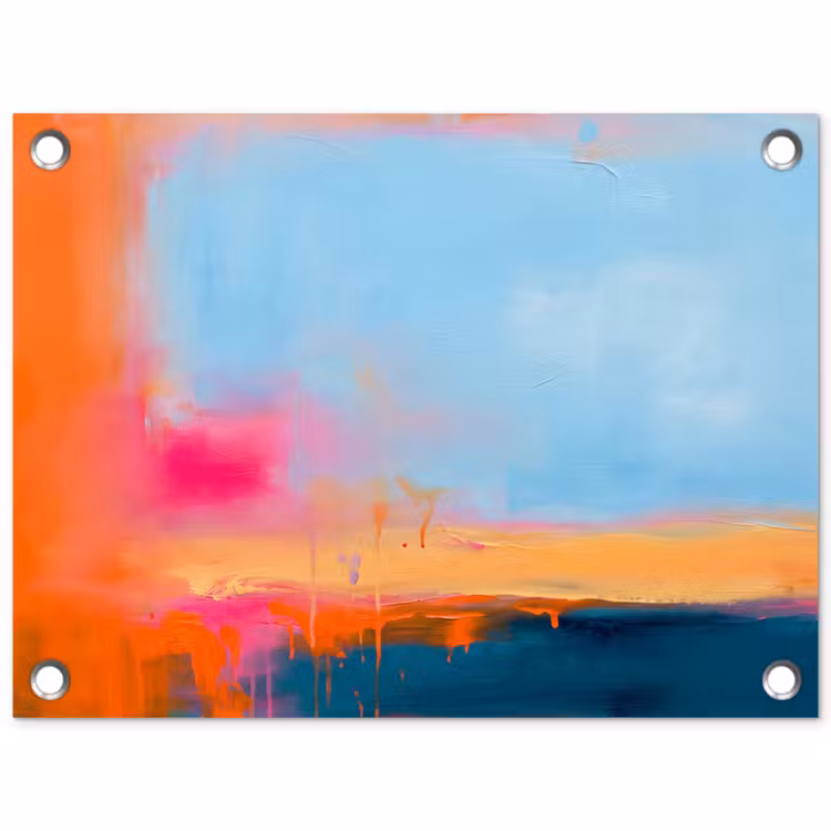 Abstract - Kleurvlakken - Modern - Oranje - Blauw tuinposter los doek klein -3d