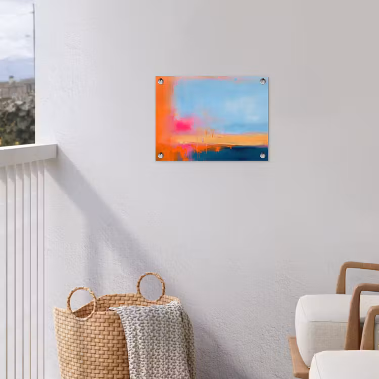 Abstract - Kleurvlakken - Modern - Oranje - Blauw tuinposter los doek klein -sfeer8