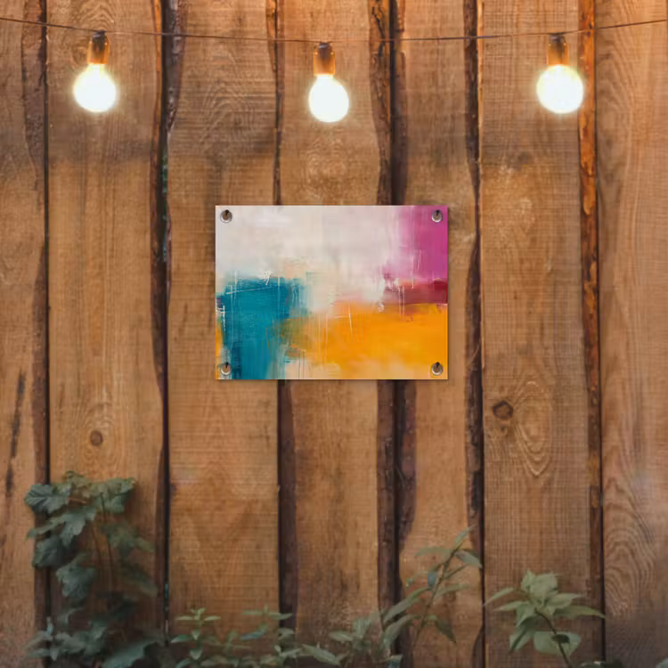 Abstract - Kleurrijk - Modern - Kunst - Oranje tuinposter los doek klein -sfeer1