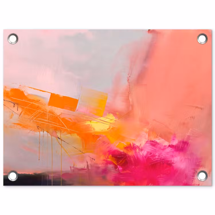 Abstract - Kleurrijk - Modern - Roze tuinposter los doek klein -3d