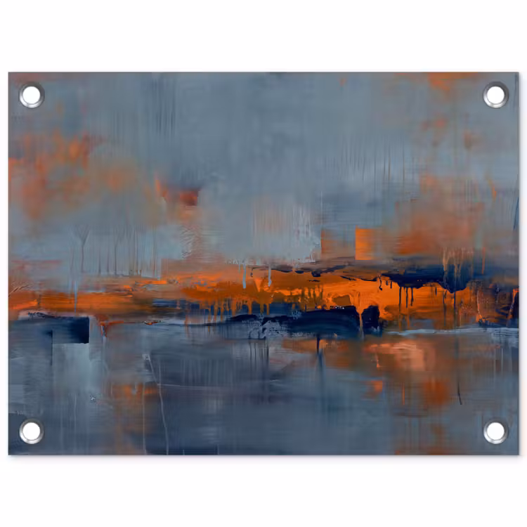 Abstract - Kleuren - Modern - Oranje - Grijs tuinposter los doek klein -3d