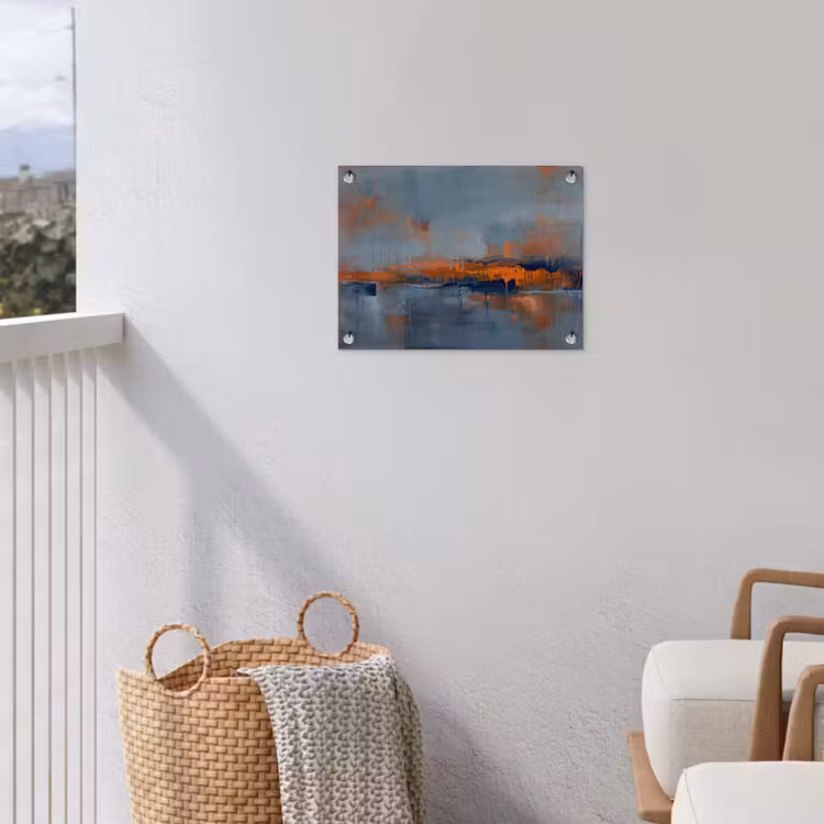 Abstract - Kleuren - Modern - Oranje - Grijs tuinposter los doek klein -sfeer8