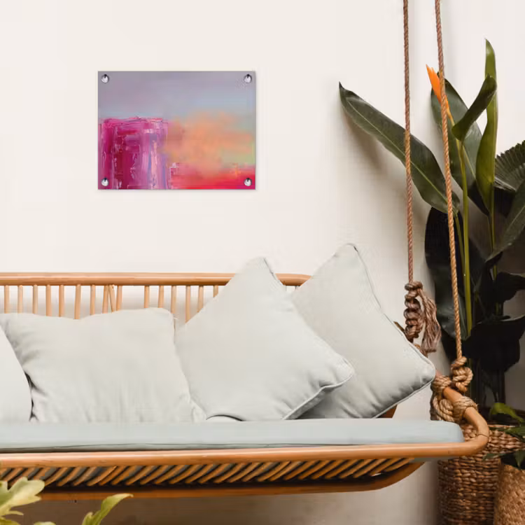 Abstract - Kleuren - Modern - Roze tuinposter los doek klein -sfeer7