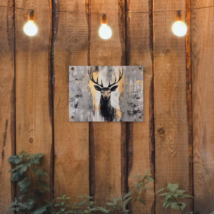 Abstract - Hert - Gewei - Goud tuinposter los doek klein -sfeer1