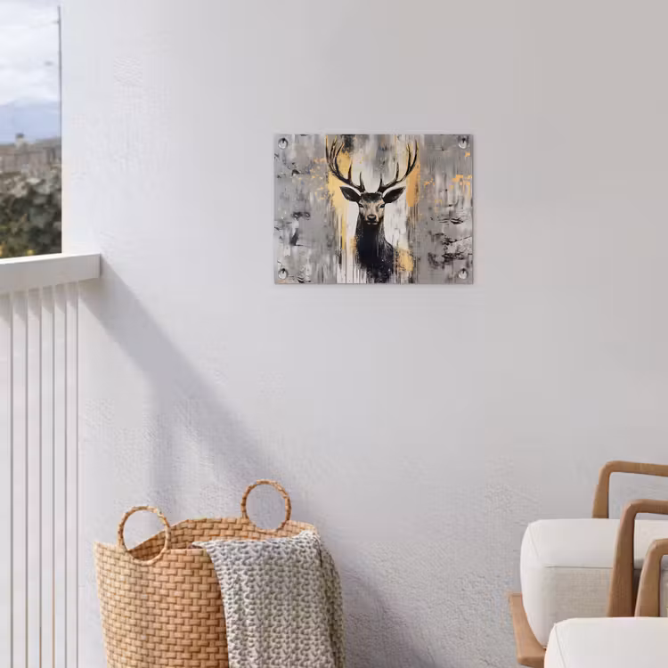 Abstract - Hert - Gewei - Goud tuinposter los doek klein -sfeer8