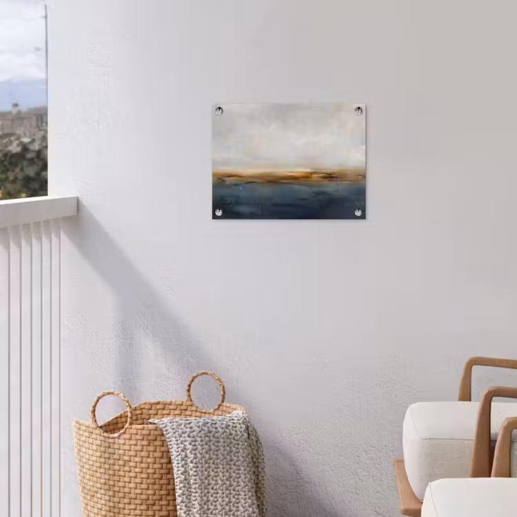 Abstract - Horizon - Water - Modern - Beige tuinposter los doek klein -sfeer8