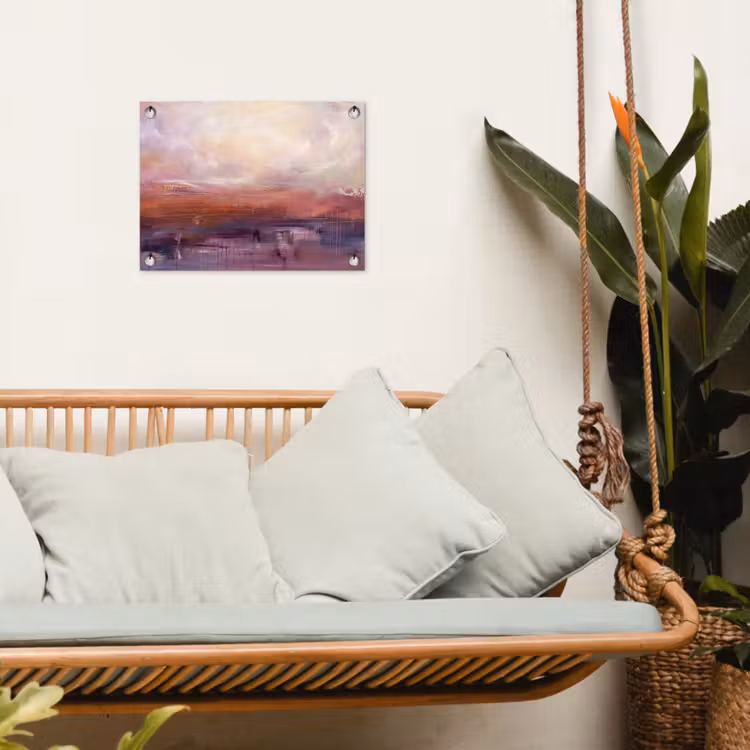 Abstract - Landschap - Modern - Paars - Oranje tuinposter los doek klein -sfeer7