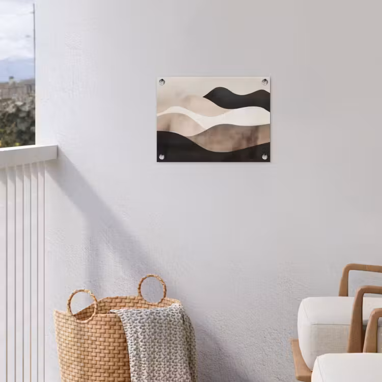 Abstract - Landschap - Golven - Crèmekleur tuinposter los doek klein -sfeer8