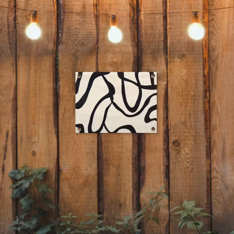 Abstract - Lijnen - Modern - Beige tuinposter los doek klein -sfeer1