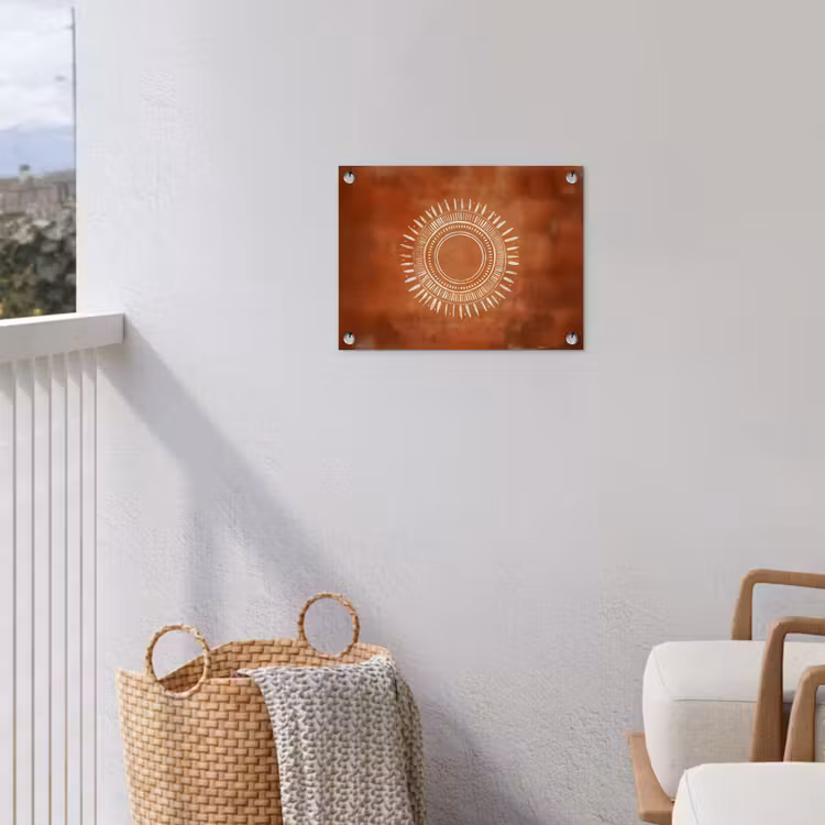 Abstract - Lijnen - Zonnestralen - Roodbruin tuinposter los doek klein -sfeer8