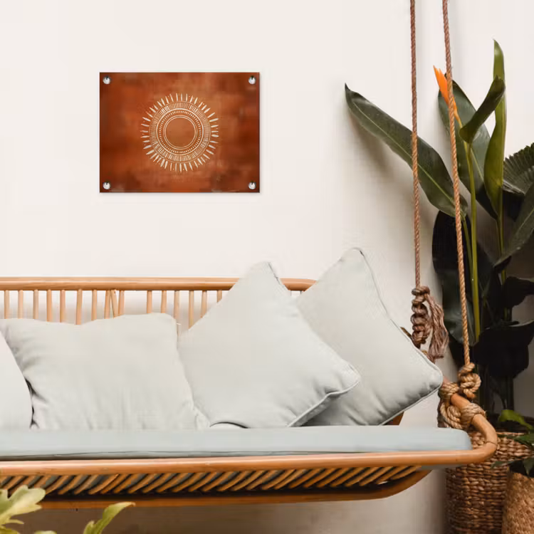 Abstract - Lijnen - Zonnestralen - Roodbruin tuinposter los doek klein -sfeer7