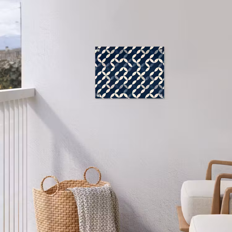 Abstract - Patroon - Blauw tuinposter los doek klein 239 -sfeer8