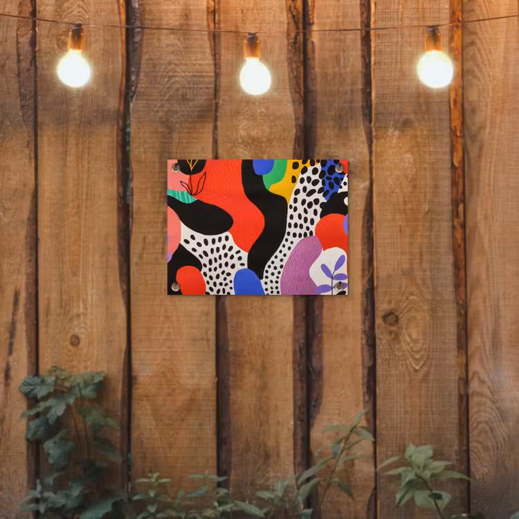 Abstract - Vormen - Kleuren - Stippen tuinposter los doek klein -sfeer1