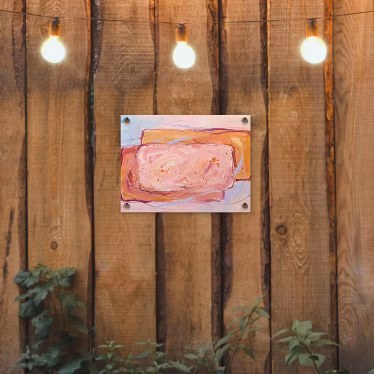 Abstract - Vormen - Modern - Roze tuinposter los doek klein -sfeer1