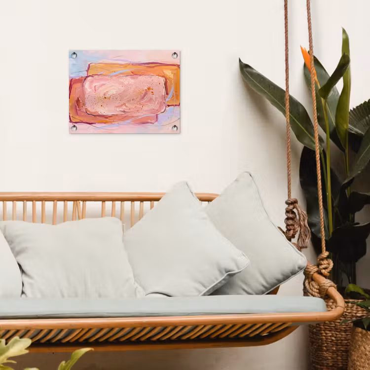 Abstract - Vormen - Modern - Roze tuinposter los doek klein -sfeer7