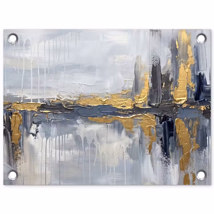 Abstract - Structuur - Goud - Grijs - Modern tuinposter los doek klein -3d