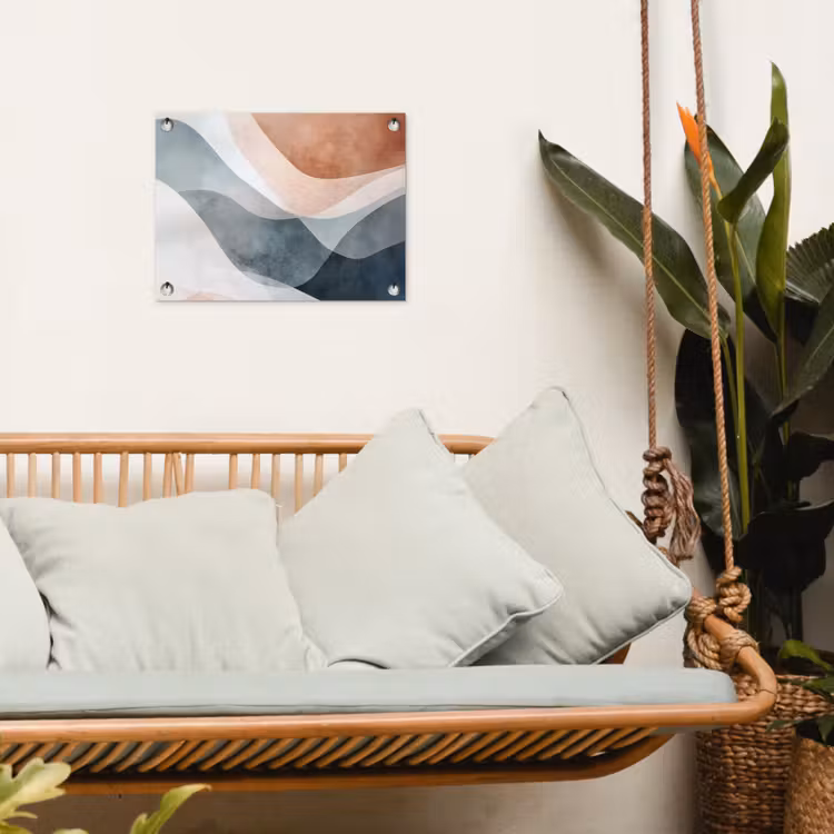 Abstract - Golven - Blauw tuinposter los doek klein -sfeer7