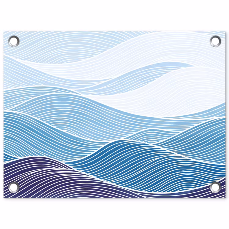 Abstract - Golven - Patroon - Blauw - Modern tuinposter los doek klein -3d