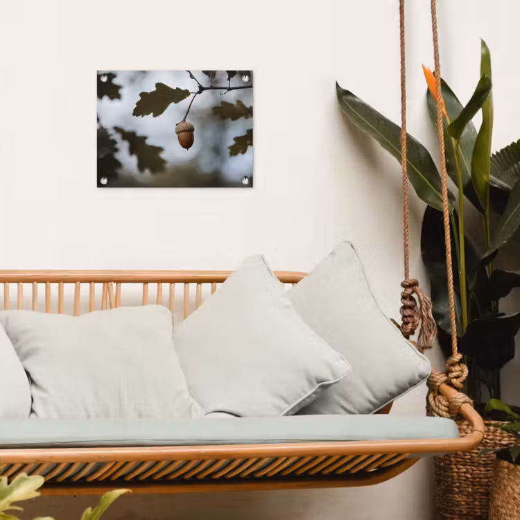 Eikel - Eikenblad - Bos - Herfst - Natuur tuinposter los doek klein -sfeer7